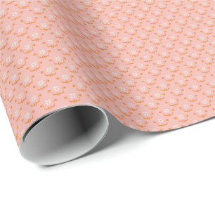 Blush Pink Floral Crest Wrapping Paper