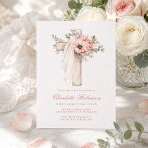 Blush Pink Floral Cross Baptism