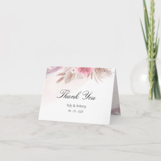 Blush Pink Floral Dessert Rose Marriage Gratitude Thank You Card