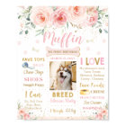 Blush Pink Floral Dog Puppy 1st Birthday Milestone