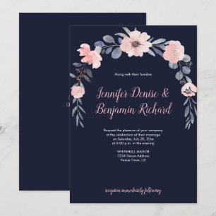 Blush Pink Floral Drop Wedding Invitation