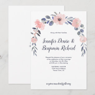 Blush Pink Floral Drop Wedding Invitation