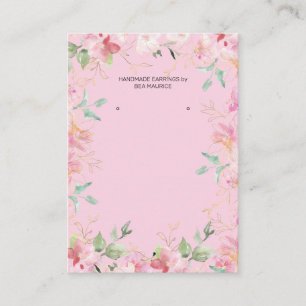 Blush Pink Floral Earring Display Holder Card