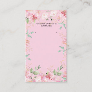 Blush Pink Floral Earring Display Holder Card