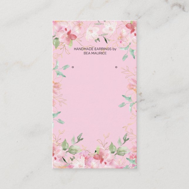 Blush Pink Floral Earring Display Holder Card (Front)