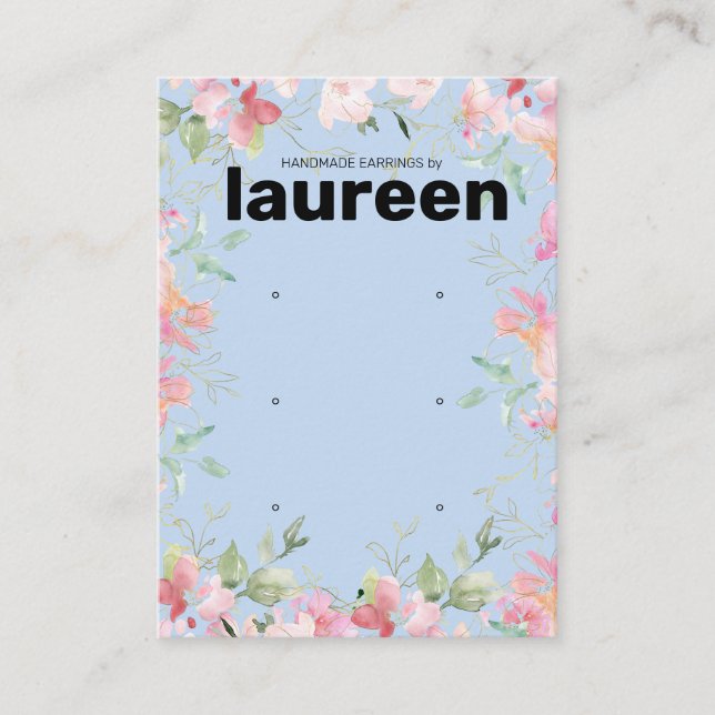 Blush Pink Floral Earring Display Holder Card (Front)