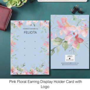 Blush Pink Floral Earring Display Holder Card