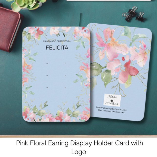 Blush Pink Floral Earring Display Holder Card (Creator Uploaded)