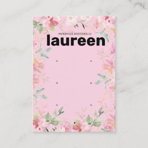 Blush Pink Floral Earring Display Holder Card