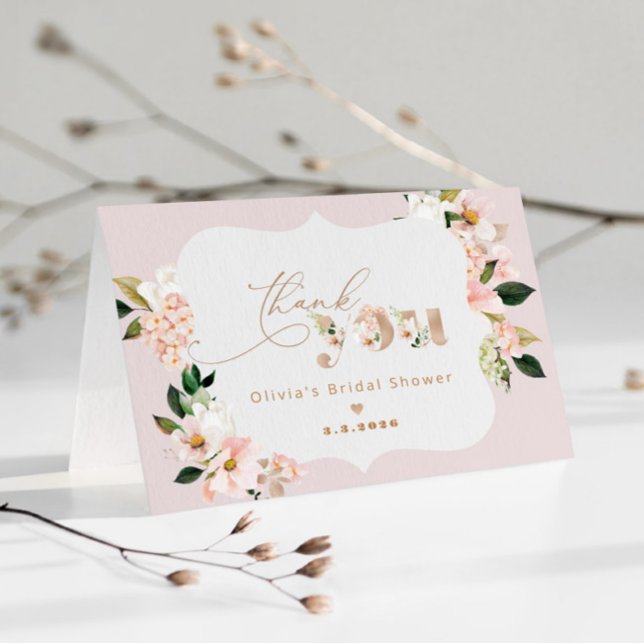 Blush pink floral elegant bridal shower thank you (Creator Uploaded)