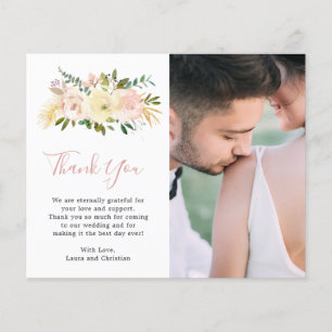 Blush Pink Floral Elegant Budget Wedding Thank You