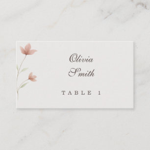 Blush Pink Floral Elegant Garden Wedding Flat Place Card
