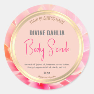 Blush Pink Floral Elegant Gold Frame Product Label