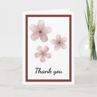 Blush Pink Floral Elegant Minimal Soft Botanical Thank You Card