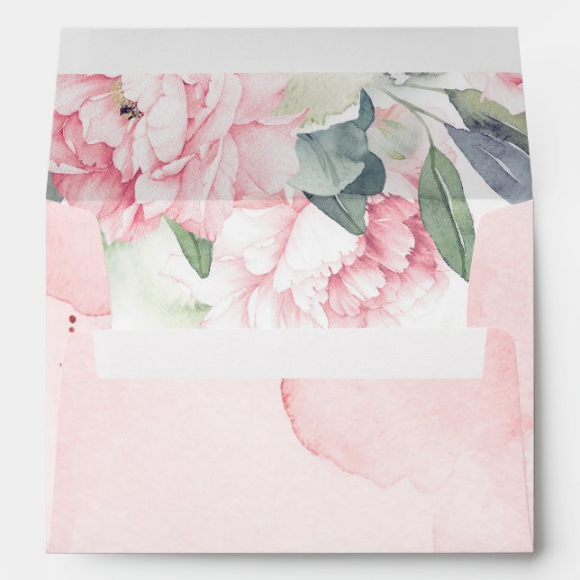 Blush Pink Floral Elegant Vintage Envelope (Back (Bottom))