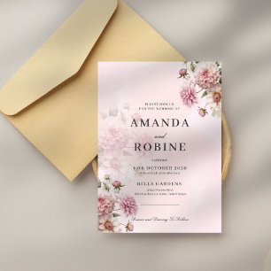 Blush Pink Floral Elegant Wedding Invitation