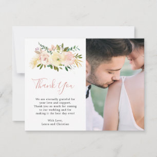 Blush Pink Floral Elegant Wedding Thank You Card