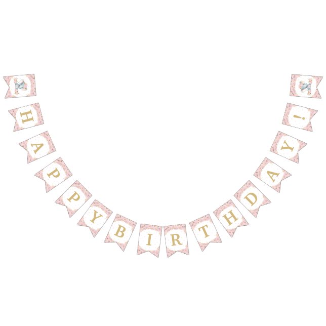 Blush Pink Floral Elephant Birthday Baby Shower  Bunting (All)