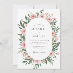 Blush Pink Floral Embrace Wedding Invitation