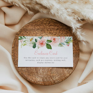 Blush Pink Floral Enclosure Card Custom Insert 