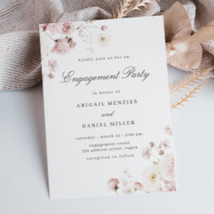 Blush Pink Floral Engagement Party Invitation