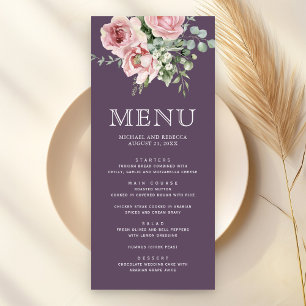Blush Pink Floral Eucalyptus Dusty Purple Wedding Menu