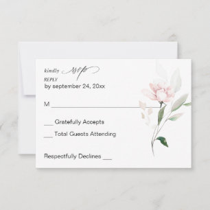 Blush Pink Floral & Eucalyptus no Meal RSVP 2 Card