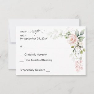 Blush Pink Floral & Eucalyptus no Meal RSVP Card
