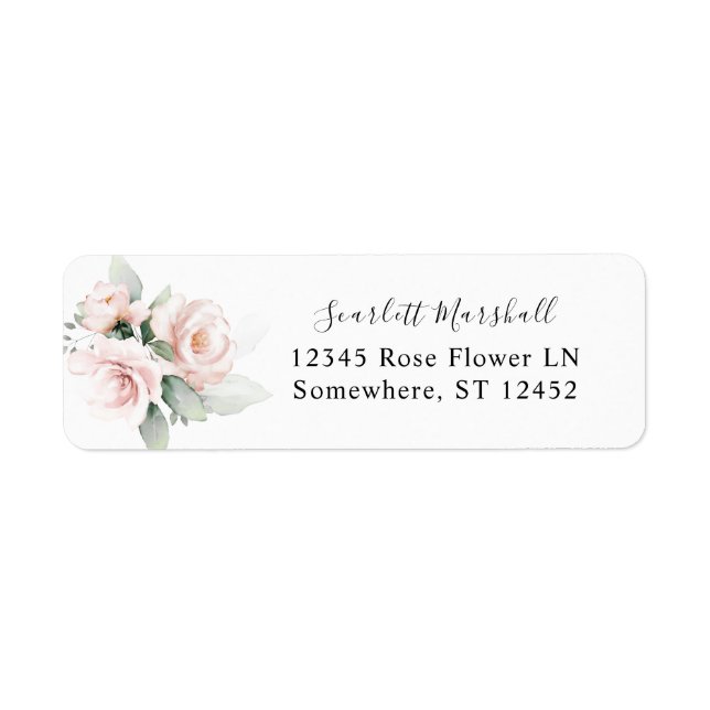 Blush Pink Floral & Eucalyptus Return Address (Front)