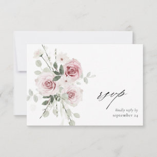 Blush Pink Floral & Eucalyptus w Meal RSVP Card