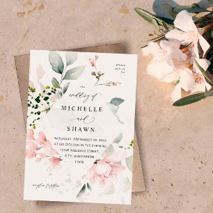 Blush Pink Floral & Eucalyptus Wedding B Invitation