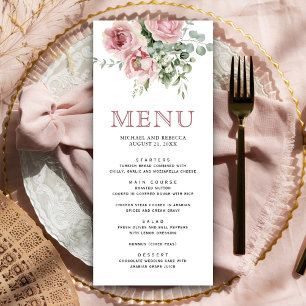 Blush Pink Floral Eucalyptus Wedding Menu