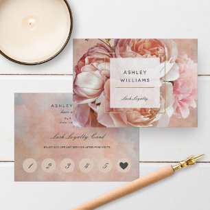 Blush Pink Floral Eyelash Salon Loyalty Card