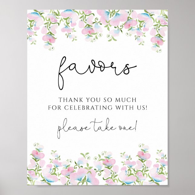 Blush Pink Floral Favours Sign (Front)