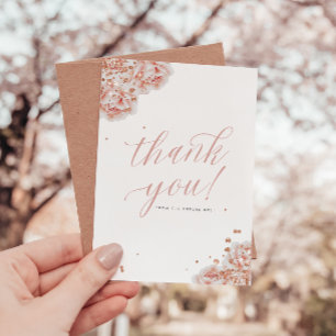 Blush Pink Floral Flat Thank You Card