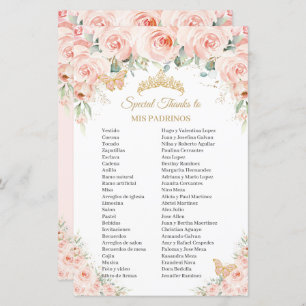 Blush Pink Floral Flowers Mis Padrinos Quinceañera