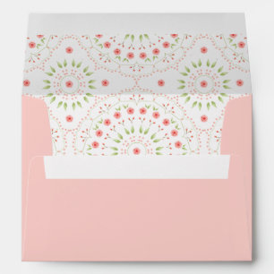 Blush Pink Floral Foliage Elegant Wreath Envelope