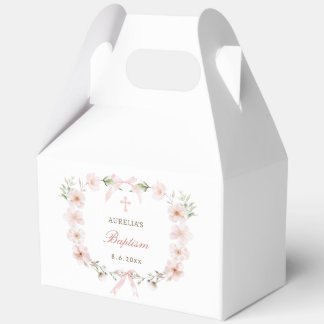 Blush Pink Floral Frame Baptism Gable Favour Box