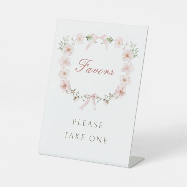 Blush Pink Floral Frame Favours Pedestal Sign (Front)