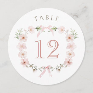 Blush Pink Floral Frame Round Table Number