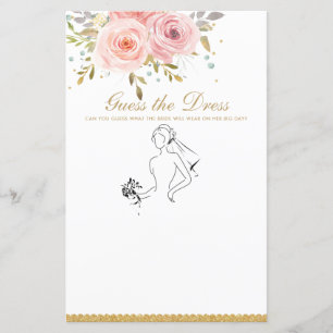 Blush Pink Floral Fun Bridal Guess the Dress Game