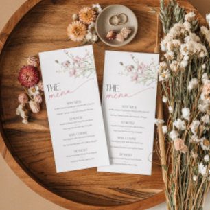 Blush Pink Floral Garden Bridal Shower Menu Card