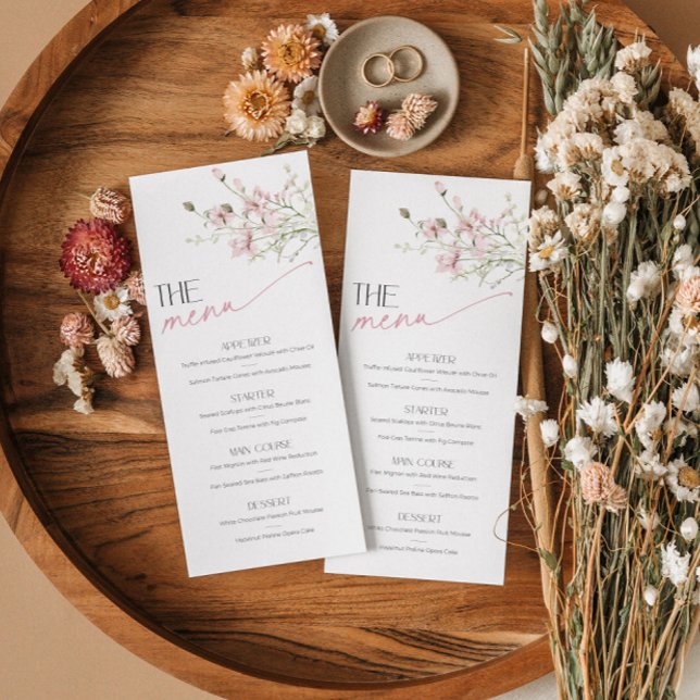 Blush Pink Floral Garden Bridal Shower Menu Card (Creator Uploaded)