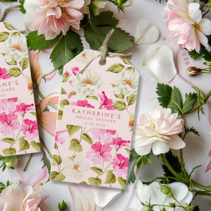 Blush pink floral garden flowers Bridal shower Gift Tags
