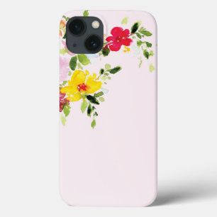 Blush pink floral garden watercolor iPhone 13 case