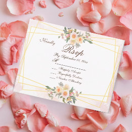 Blush Pink Floral Geometric Wedding RSVP Card