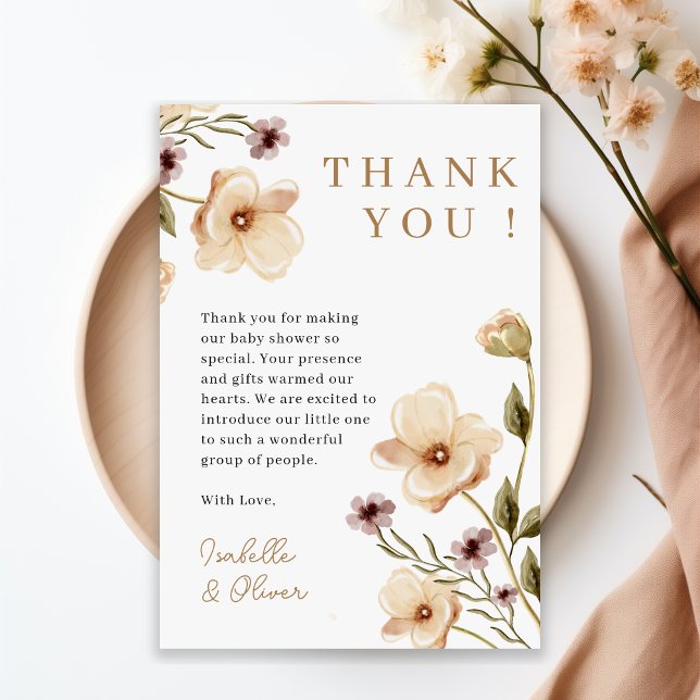 Blush Pink Floral Girl Baby Shower Thank You Card (Blush Pink Floral Girl Baby Shower Thank You Card)
