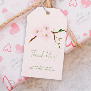 Blush pink floral girl baby shower thank you favou gift tags
