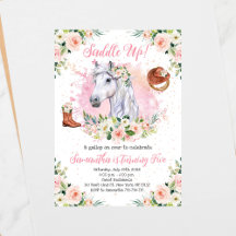 Blush Pink Floral Girl Horse Birthday Party