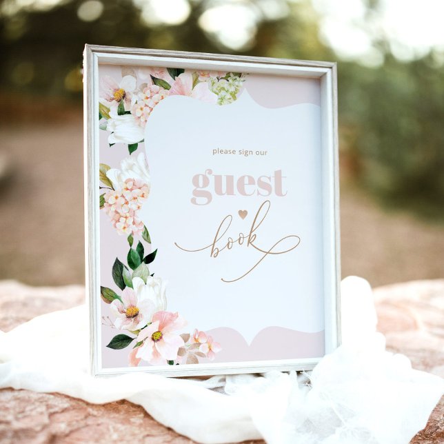 Blush pink floral girl shower sign the Guest book  (Creator Uploaded)